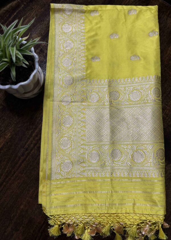Yellow Katan Silk Kadhua Booti Dupatta
