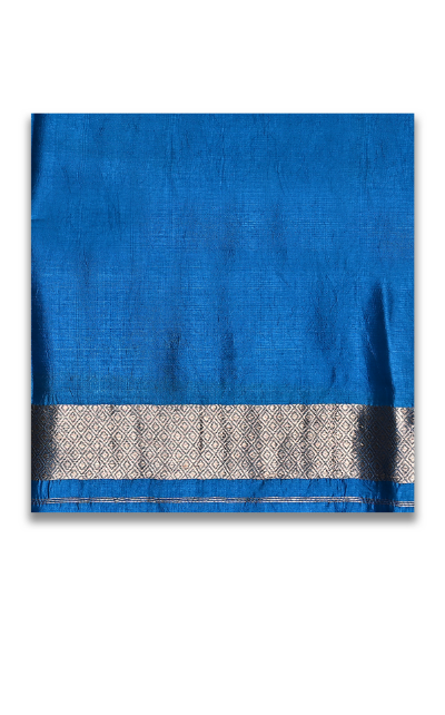 Pure Mulberry Silk Light Blue mashru weave kadhuan boota gold zari saree - Image 4
