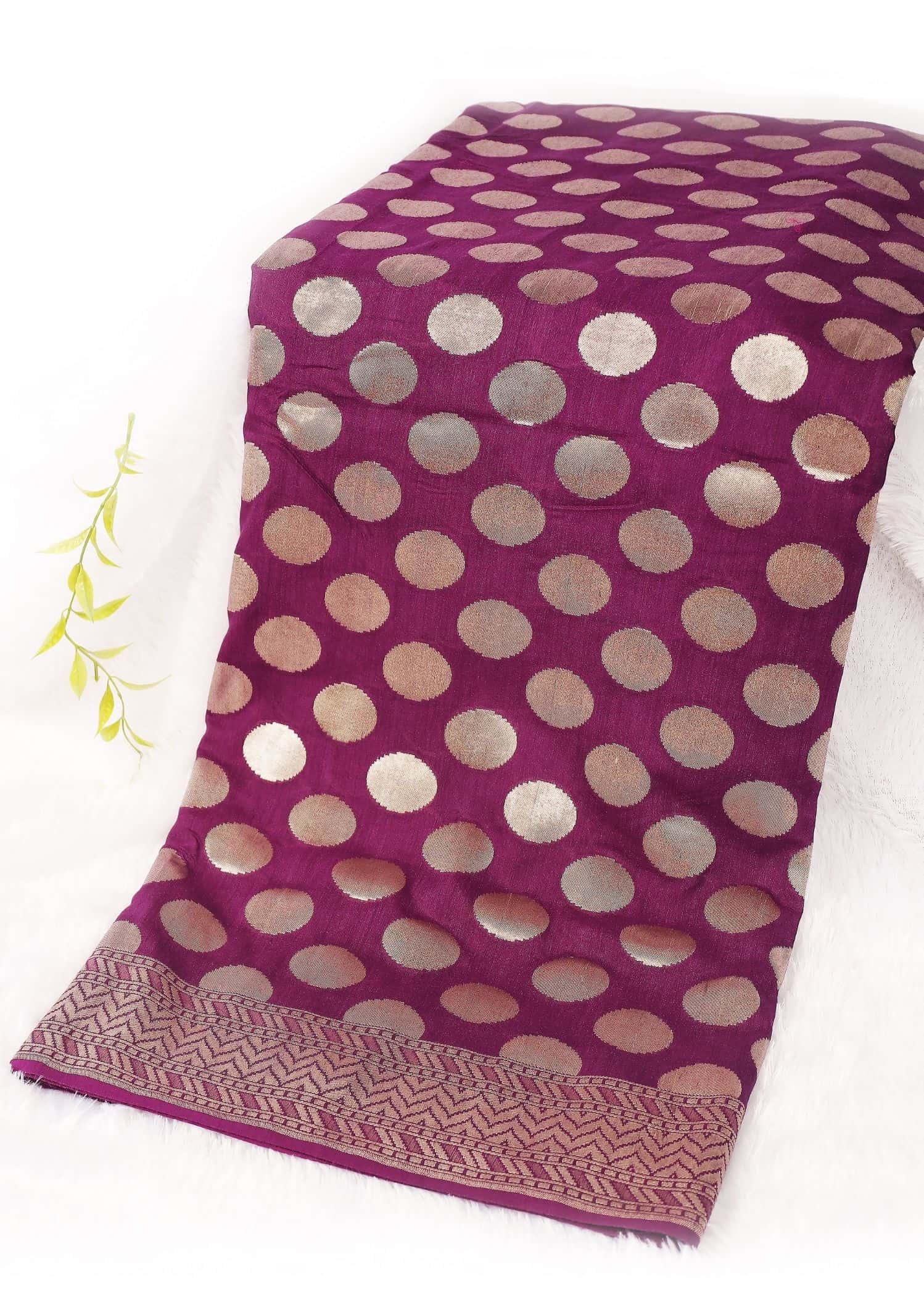 Moonga Silk Purple & Dull Gold Zari saree