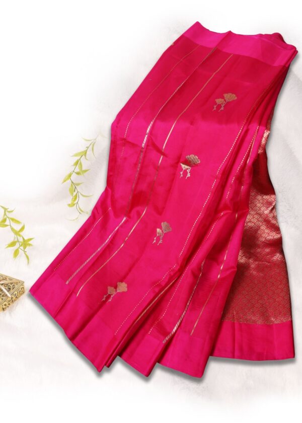 Pure katan Silk Hot Pink Colour mashru weave saree