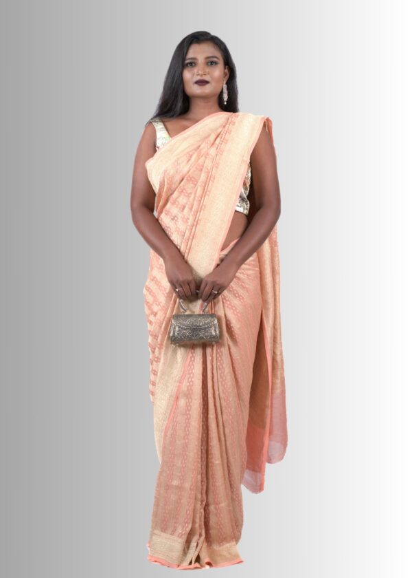 Peach Pure Khaddi georgette Saree