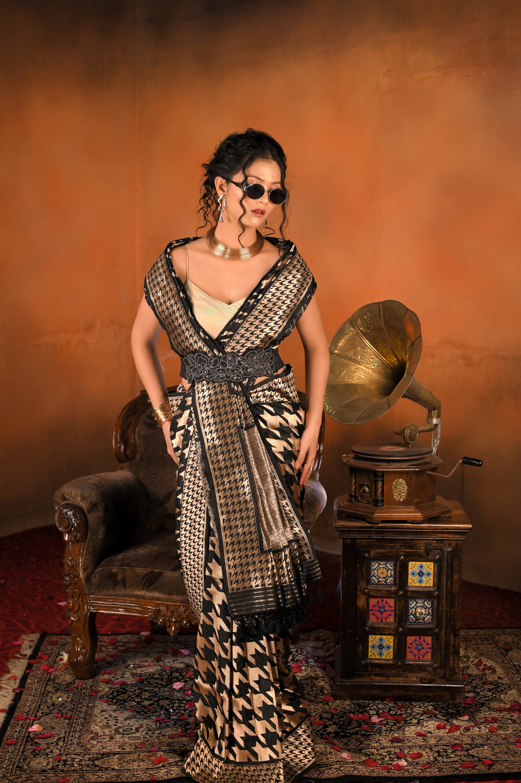 Pure Katan Silk Black & Gold Category- Katan Silk - Image 2
