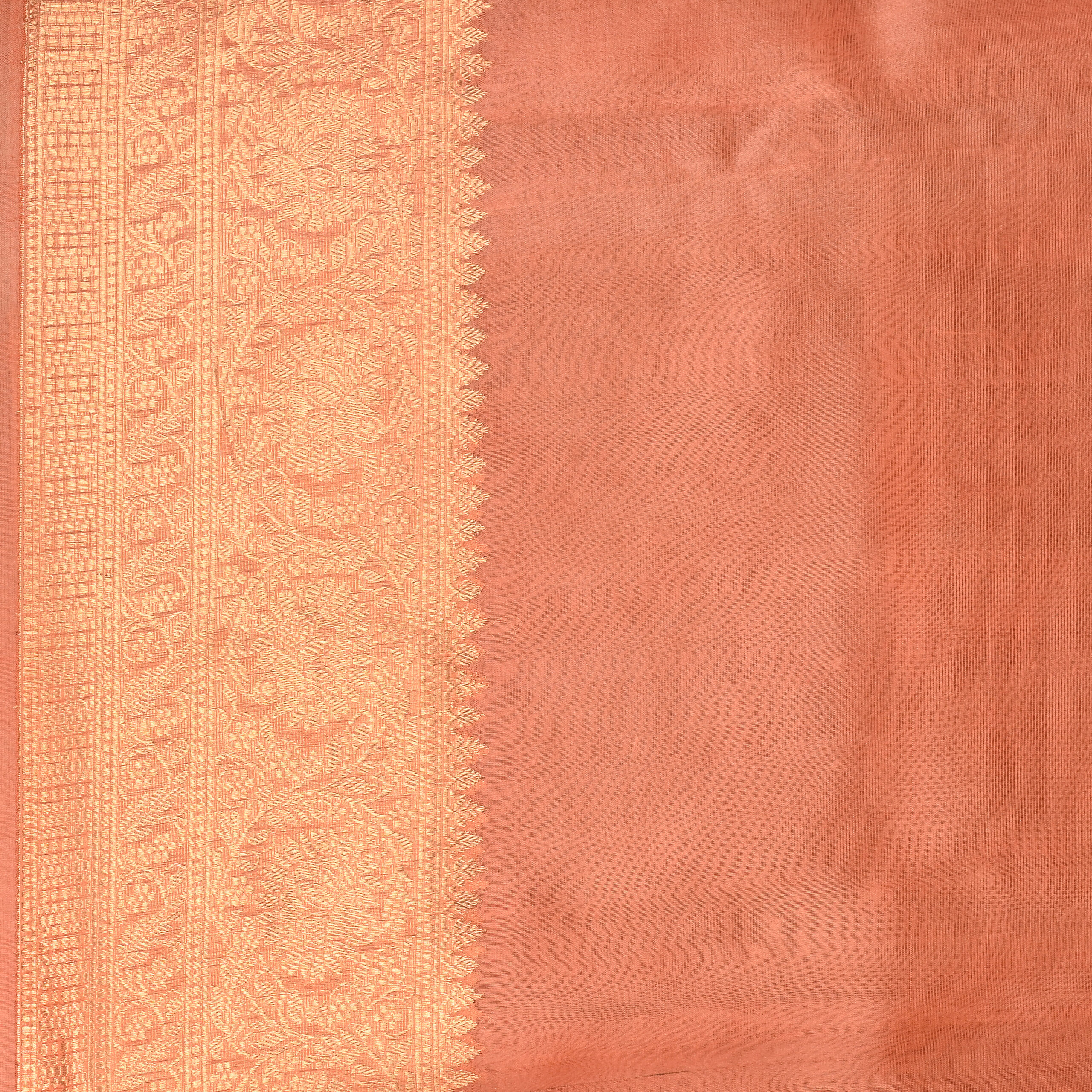 Pure Kora Silk Peach Kadhua Buta Border Saree. Category- Kora silk - Image 5