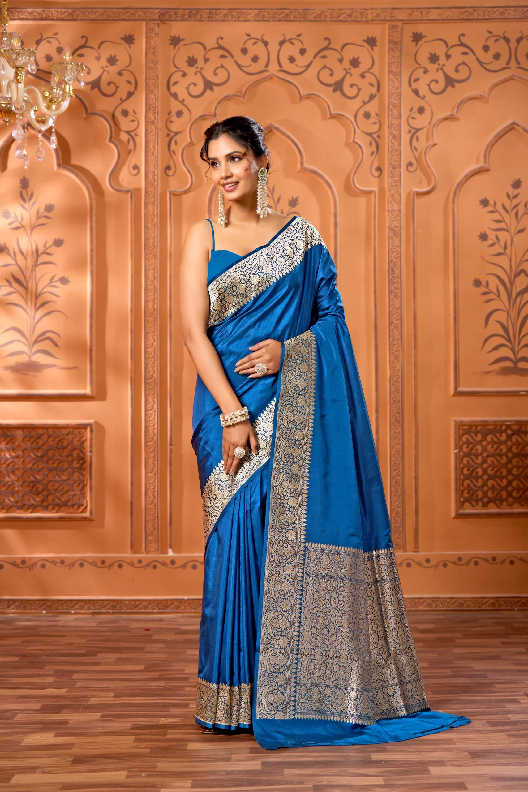 Pure Katan Silk Mid-night blue saree