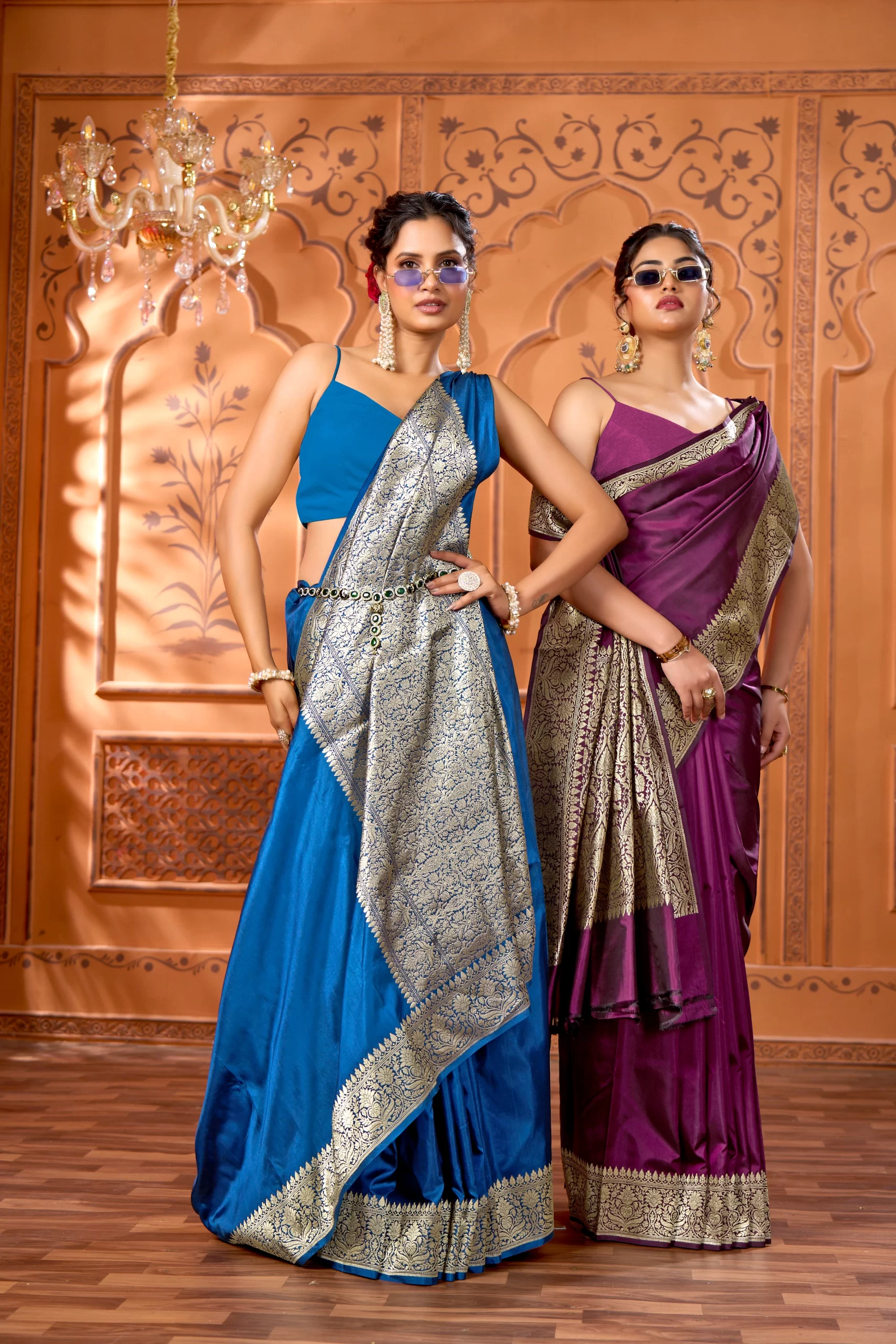 Pure Katan Silk Mid-night blue saree - Image 2