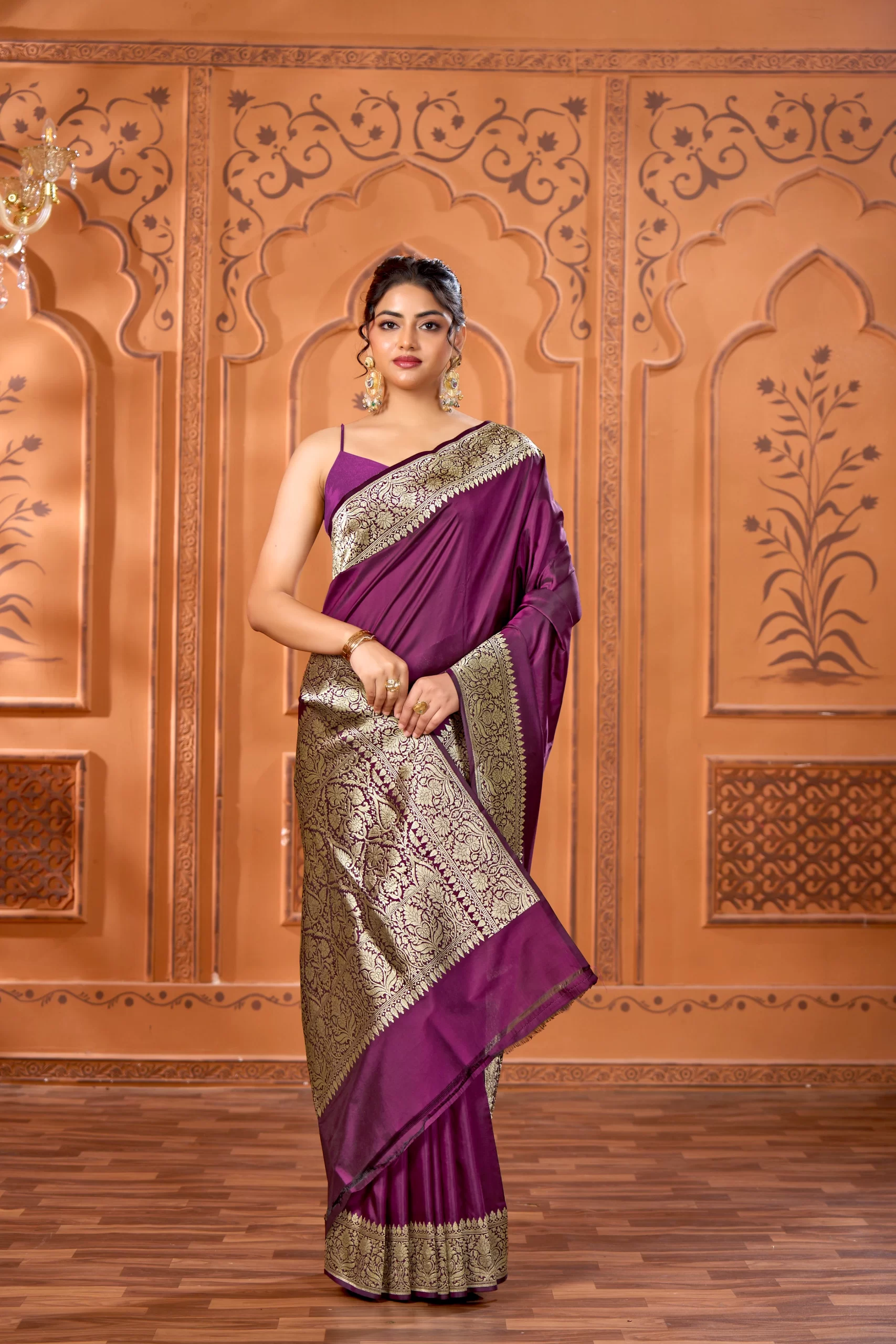 Pure Katan Silk Mid-night blue Saree - Image 2