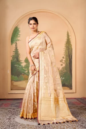 Pure Kora Tissue Banarasi Saree